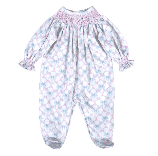 Smocked Bishop Blue Coquettes Footie - Baby Loren