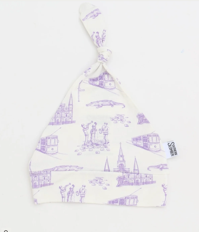 Lavender Louisiana Toile Bamboo Gown & Hat Set - Southern Slumber