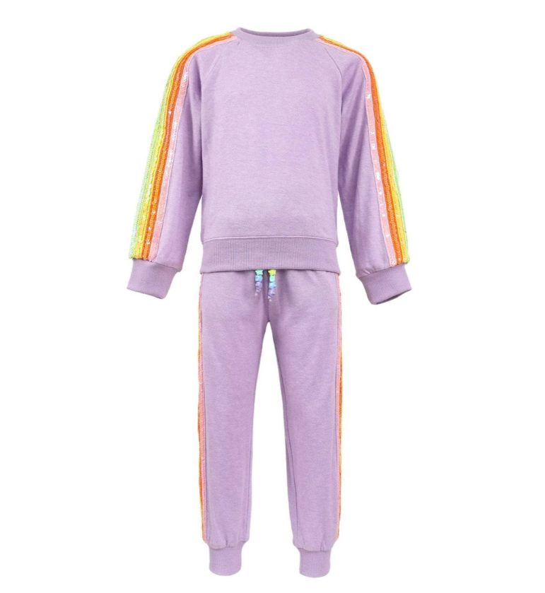 Lavender Rainbow Sequin Set - Lola & The Boys