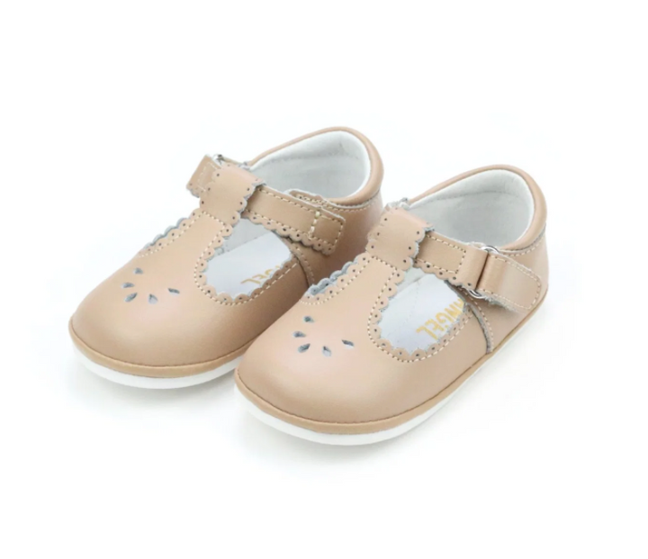Latte Dottie Scalloped T-Strap Mary Jane - L'Amour