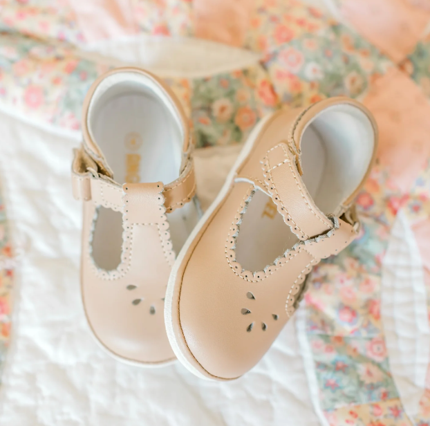 Latte Dottie Scalloped T-Strap Mary Jane - L'Amour