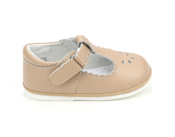 Latte Dottie Scalloped T-Strap Mary Jane - L'Amour