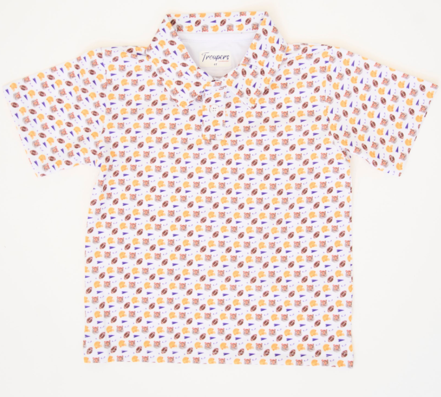 Purple & Gold Tiger Champ Performance Polo - Troupers