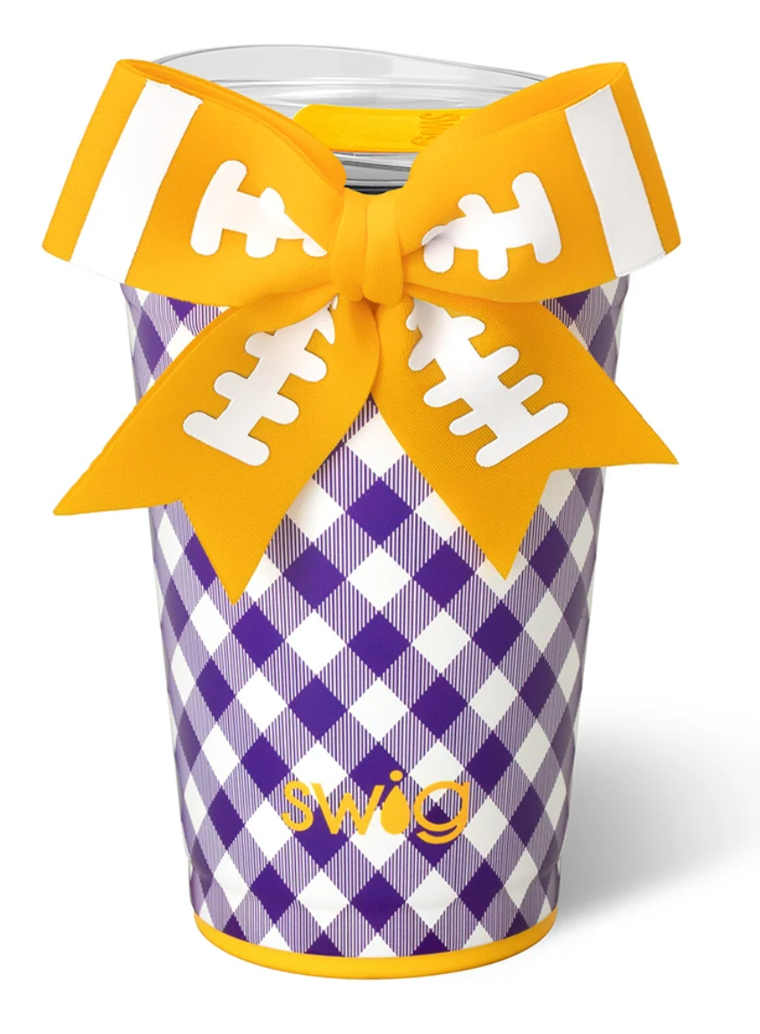 GAMEDAY GINGHAM PURPLE + YELLOW Party Cup 24oz