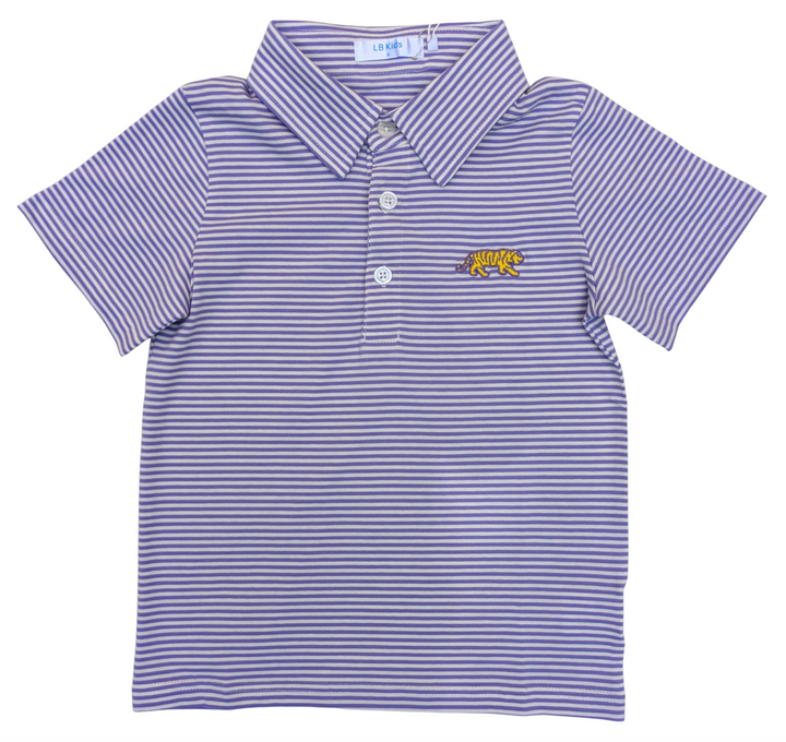 Purple Stripe Tiger Polo - Lulu Bebe