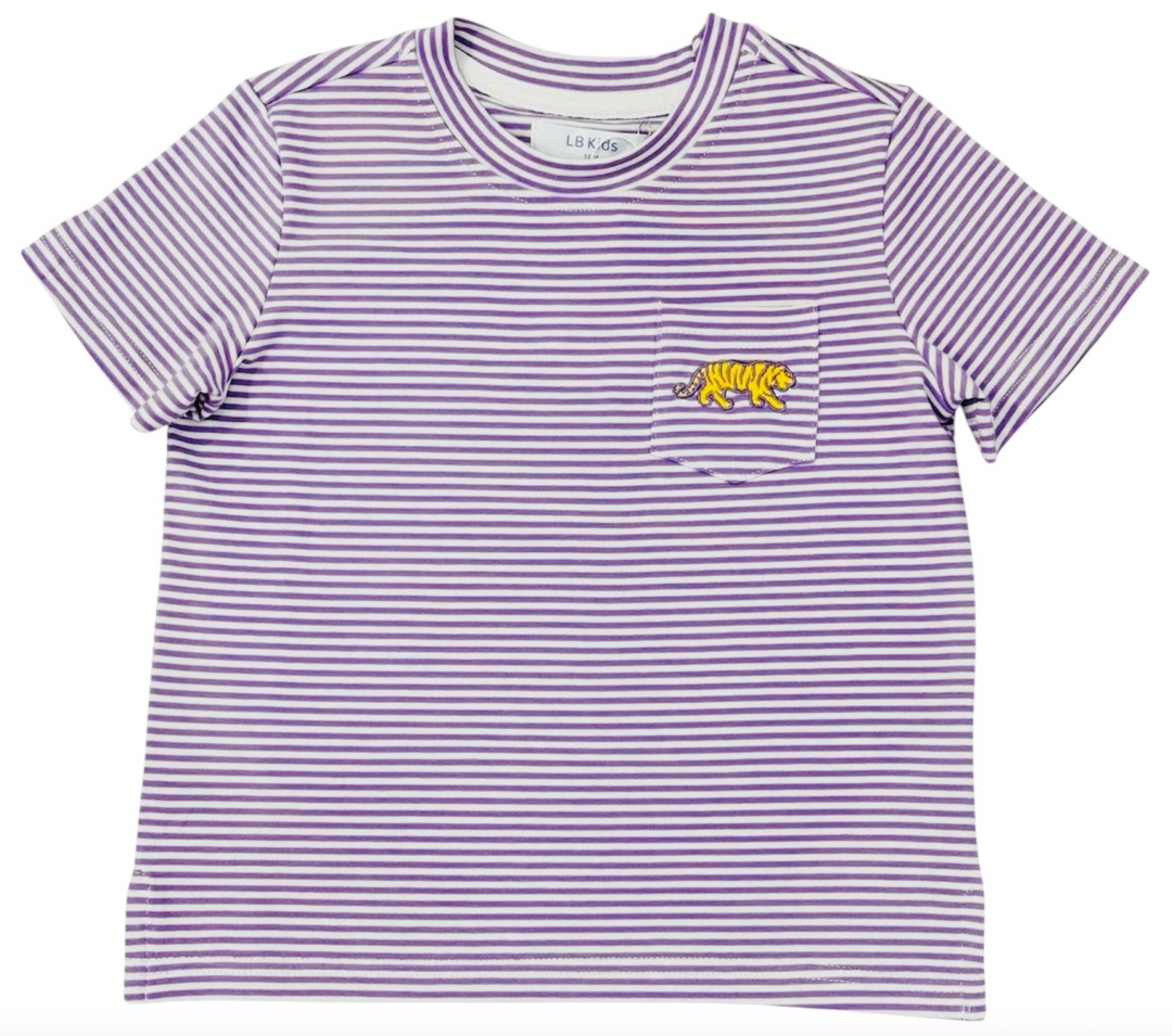 Purple Stripe Tiger Crewneck Tee - Lulu Bebe