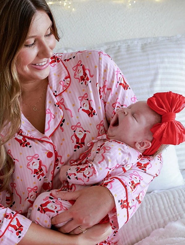 Jolly Ribbons Christmas Ruffle Zipper Bamboo Footie - Caden Lane