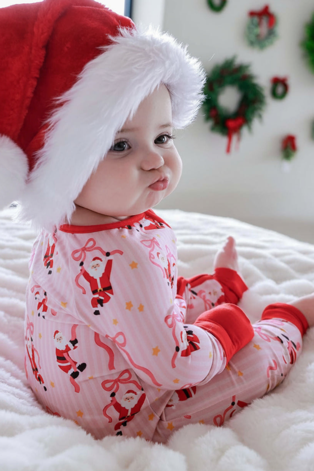 Jolly Ribbons Christmas Bamboo Convertible Zipper Romper - Caden Lane