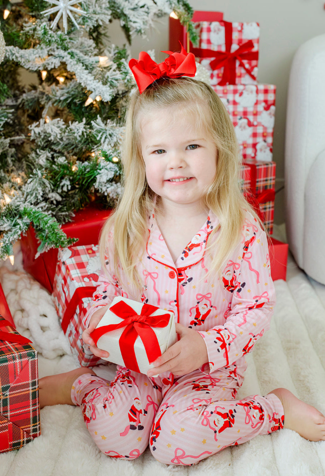 Jolly Ribbons Christmas Two-Piece Pajama Set - Caden Lane