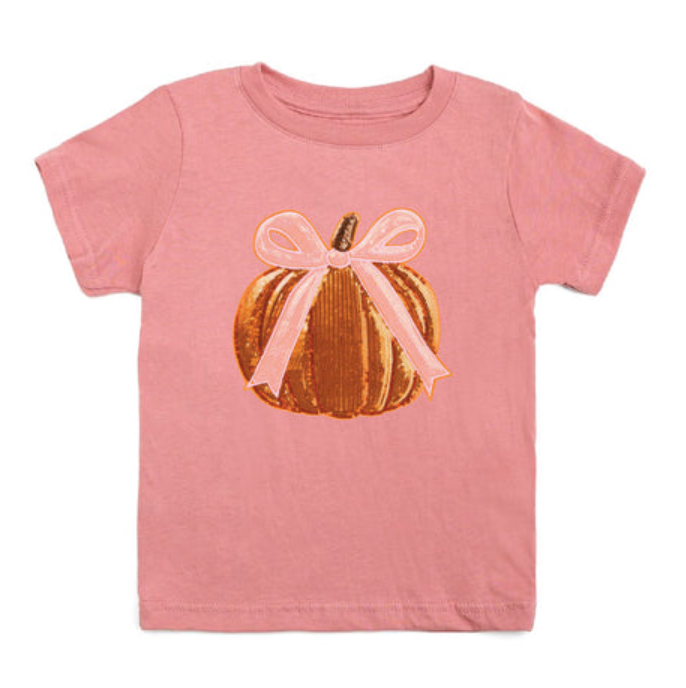 Coquette Pumpkin Sequin Patch Short Sleeve T-Shirt - Sweet Wink