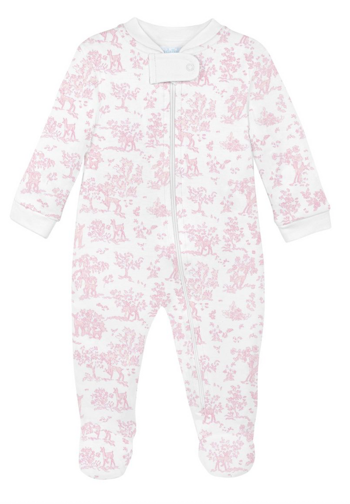 Pink Fawn Toile Footie - LydaBaby