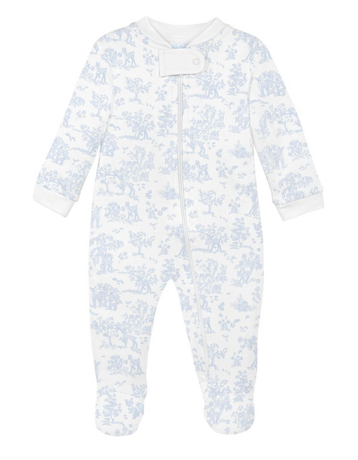 Blue Fawn Toile Footie - LydaBaby