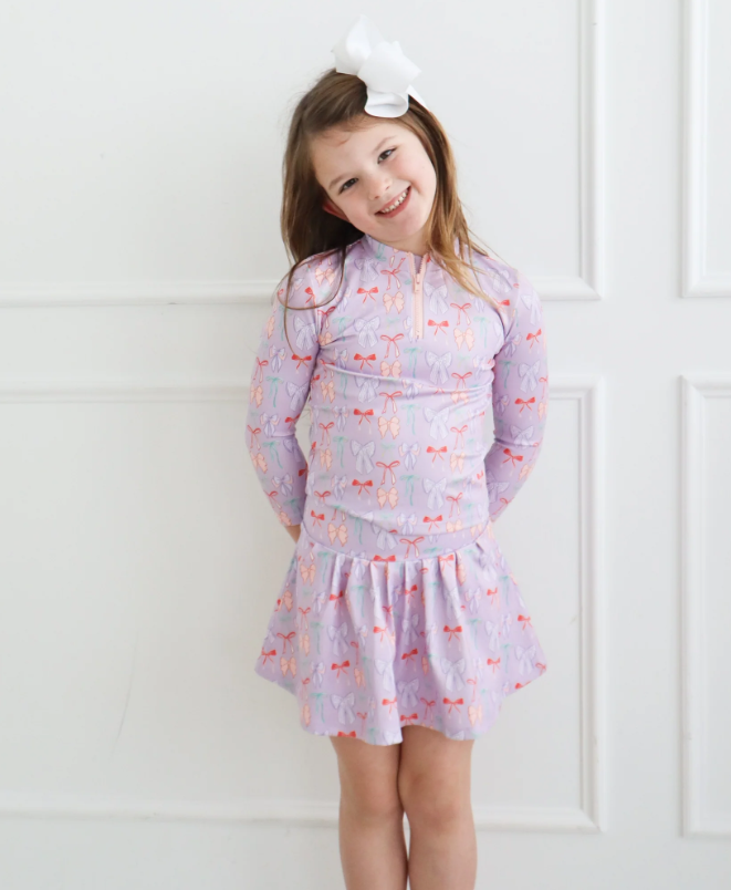 Lavender Bow L/S Skort Set - Hollis Baker