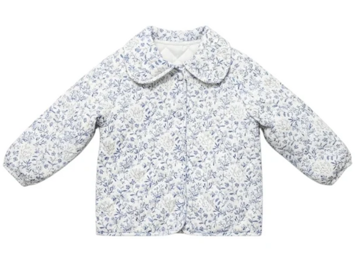 Quilted Coat in Navy Floral - Oak Lane