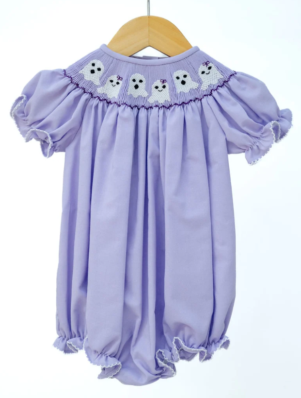 Lavender Smocked Ghosts Bubble - Ruth & Ralph