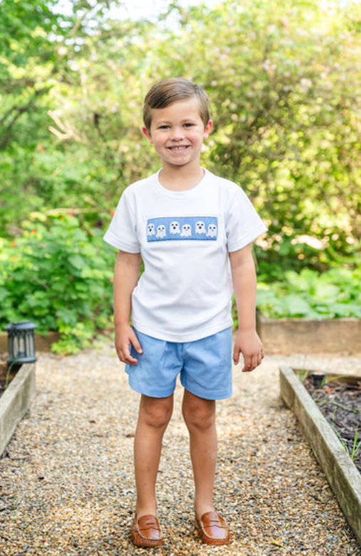 Blue Ghosts Smocked Shorts Set - Ruth & Ralph