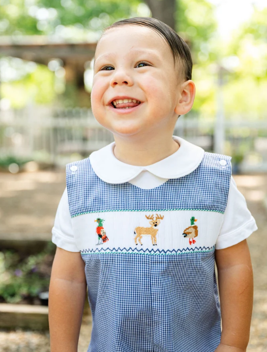 Pheasant, Deer, Duck Smocked Jon Jon - Ruth & Ralph