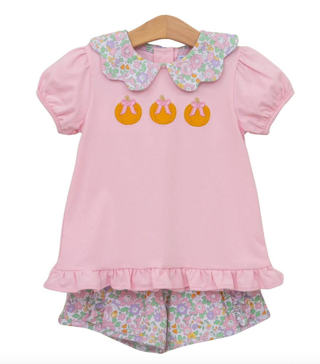 Pumpkin Floral Short Set - Trotter Street Kids