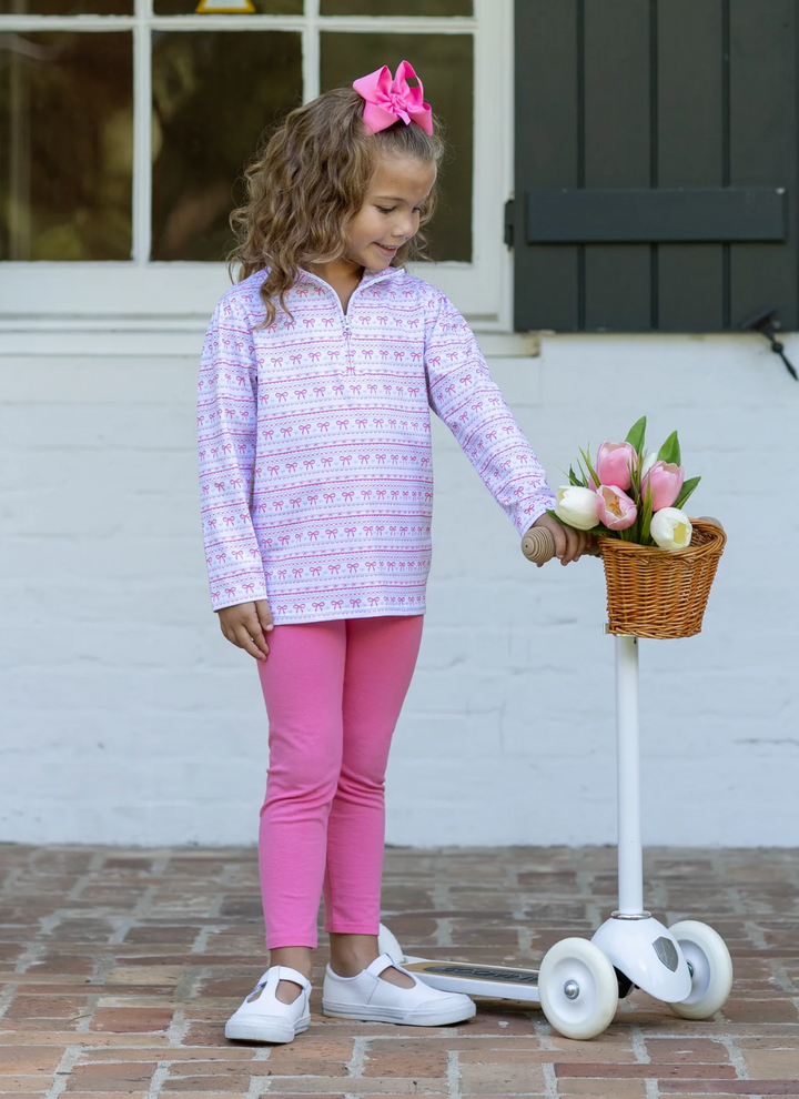 Sweetheart Bows 1/4 Zip Pullover Set - Trotter Street Kids