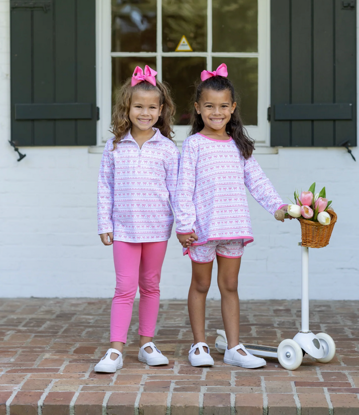 Sweetheart Bows 1/4 Zip Pullover Set - Trotter Street Kids