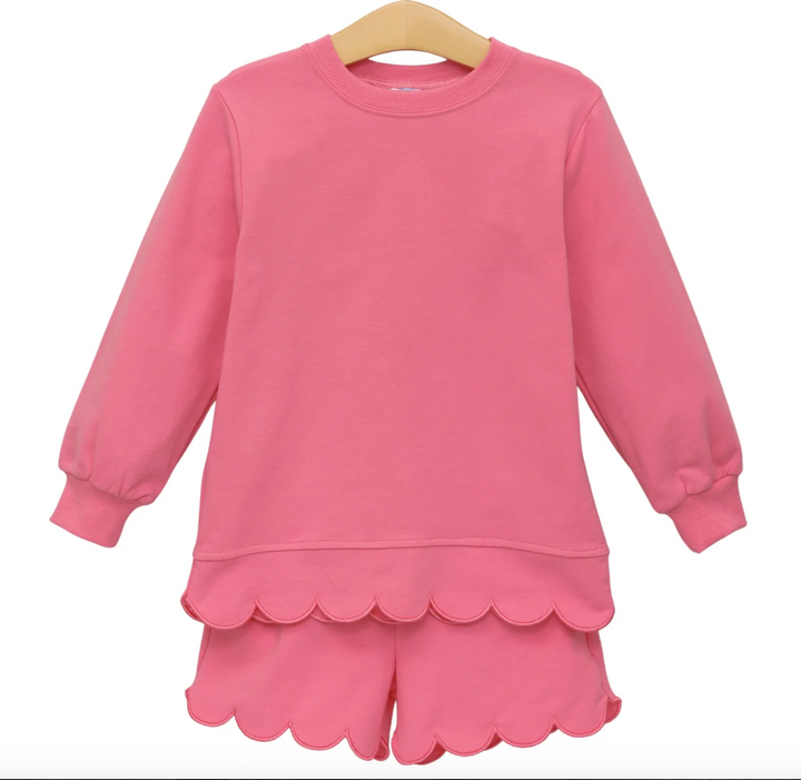 Long Sleeved Scalloped Short Set - Trotter Street Kids