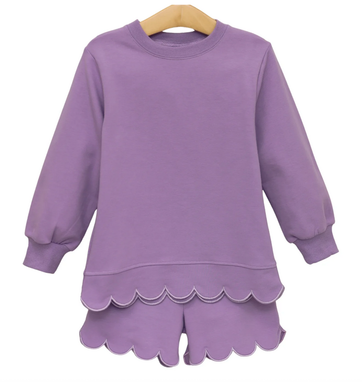 Long Sleeved Scalloped Short Set - Trotter Street Kids