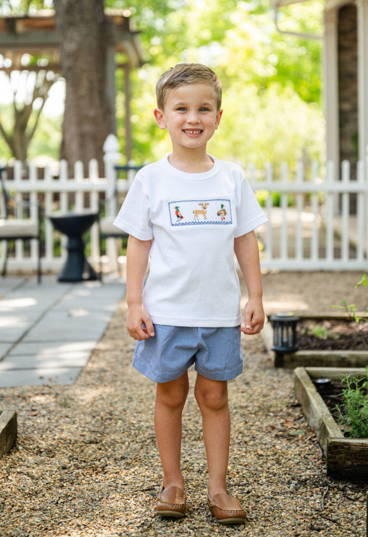 Pheasant, Deer, Duck Smocked Short Set - Ruth & Ralph
