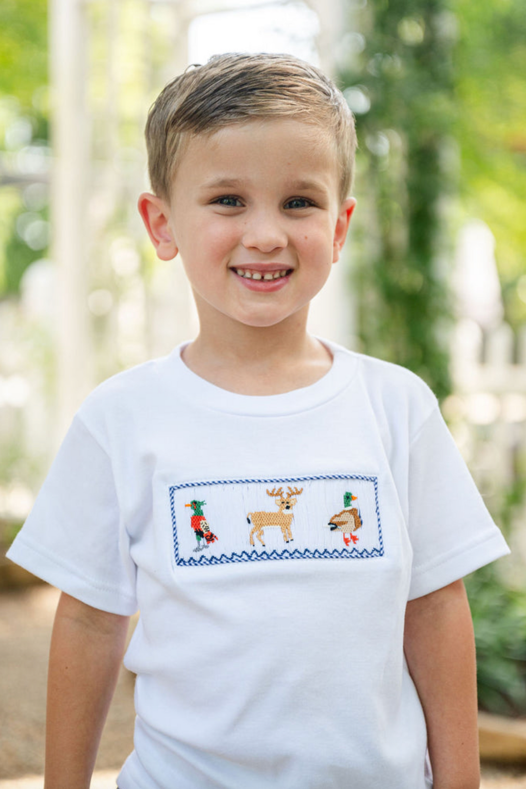 Pheasant, Deer, Duck Smocked Short Set - Ruth & Ralph