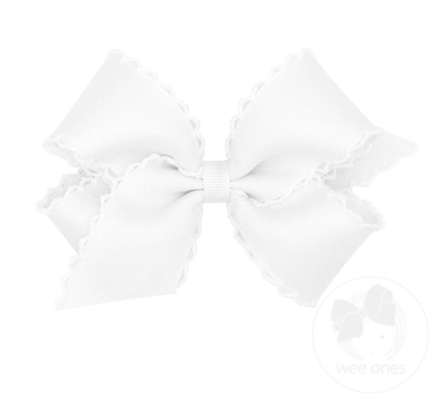 White Medium Moonstitch Bow - Wee Ones