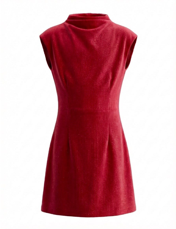 Jenny Dress Red Velour - Pleat