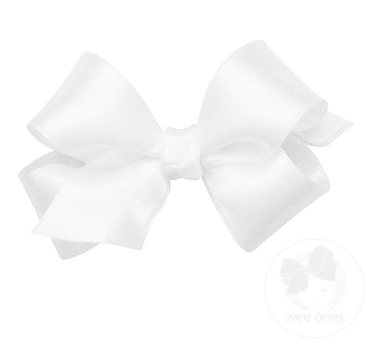 Mini French Satin Girls Hair Bow (Knot Wrap) - Wee Ones