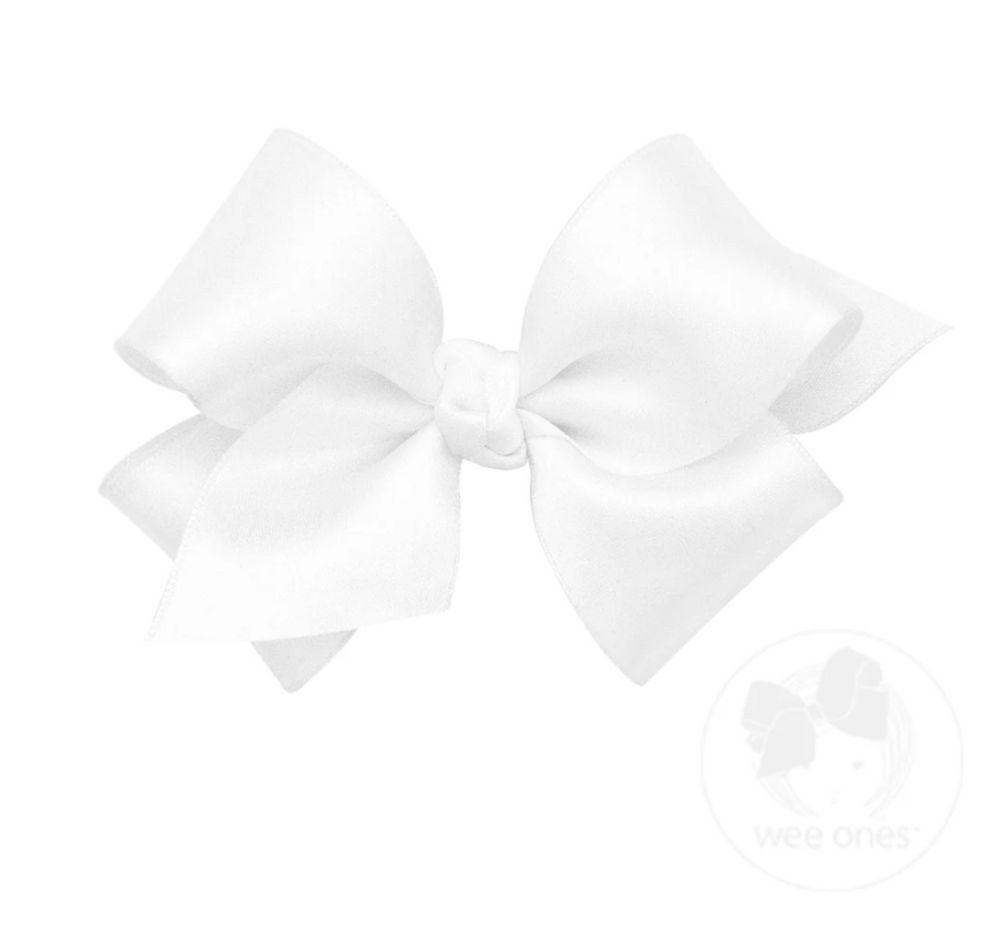 Small French Satin Girls Hair Bow (Knot Wrap) - Wee Ones
