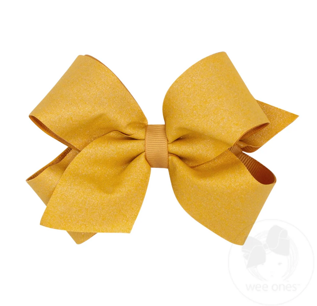 Old Gold Shimmer Medium Bow - Wee Ones