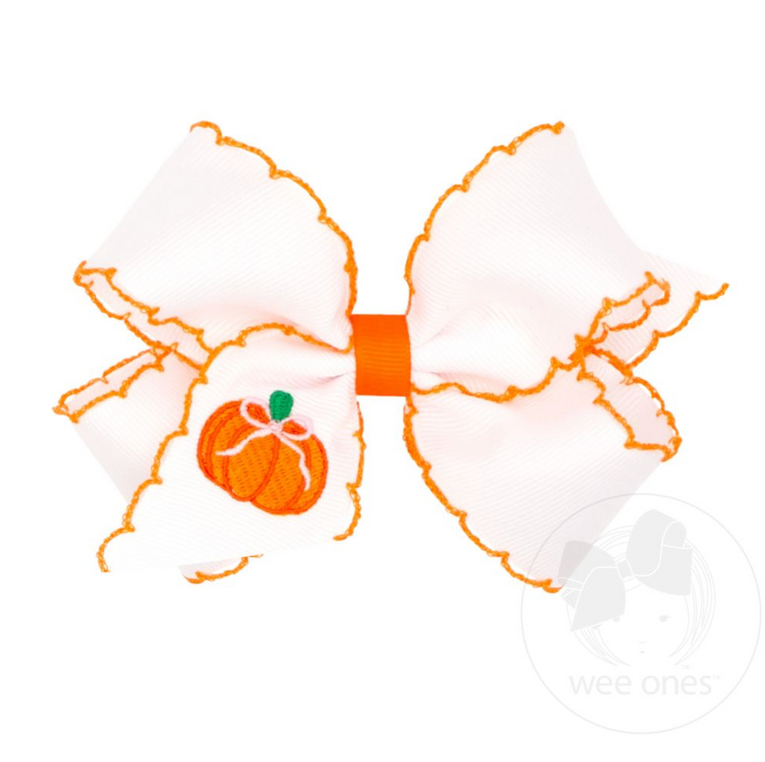 Pretty Pumpkin Moonstitch Bow - Wee Ones