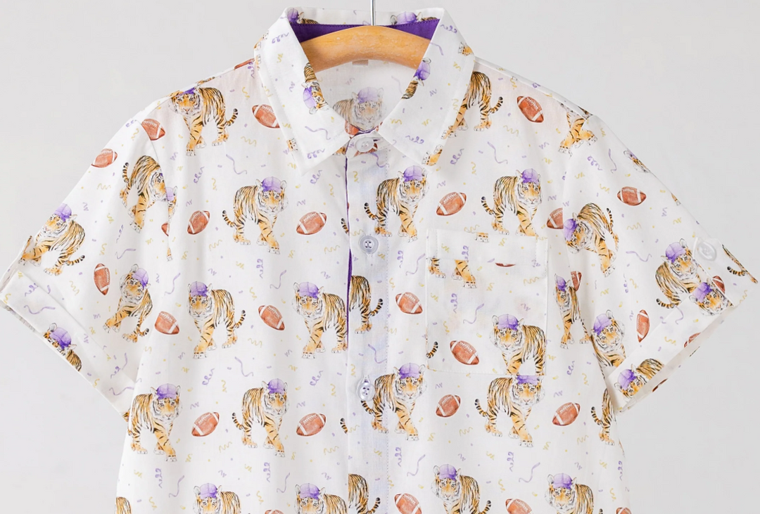 Kickoff in Louisiana Short Sleeve Collared Shirt - Nola Tawk