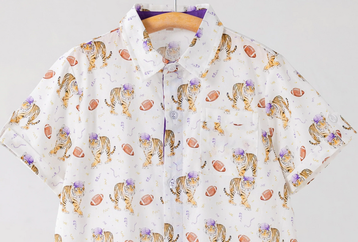 Kickoff in Louisiana Short Sleeve Collared Shirt - Nola Tawk