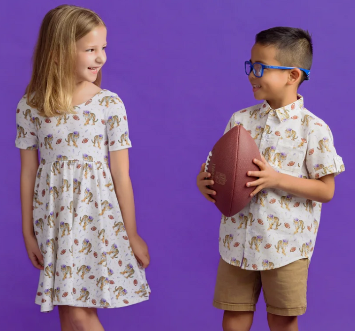 Kickoff in Louisiana Short Sleeve Collared Shirt - Nola Tawk