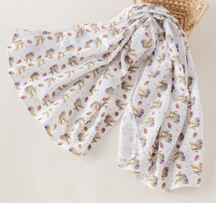 Kickoff in Louisiana Organic Cotton Swaddle Blanket - Nola Tawk