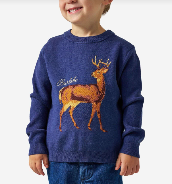 Youth Navy Deer Sweater - Burlebo