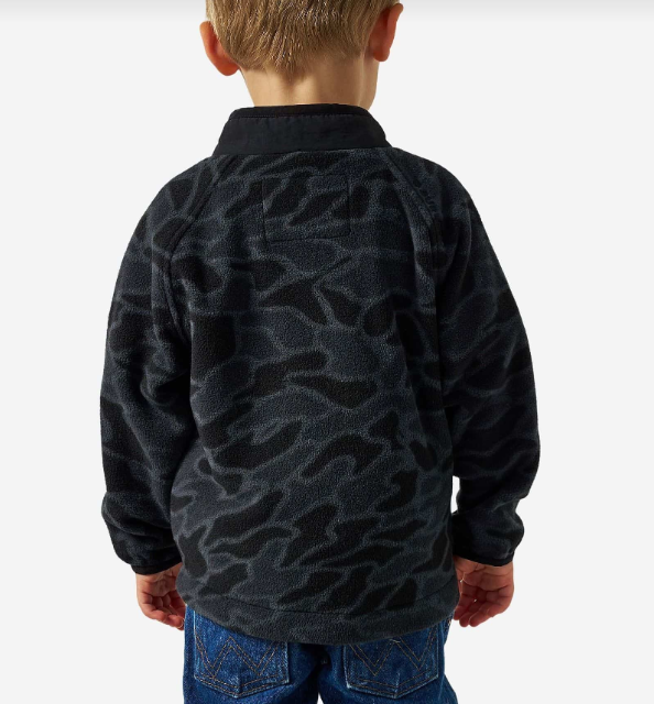 Youth Black Camo Micro Fleece Jacket - Burlebo