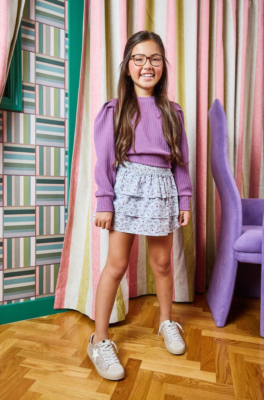 Textured Plum Long-Sleeve Blouse - Pleat
