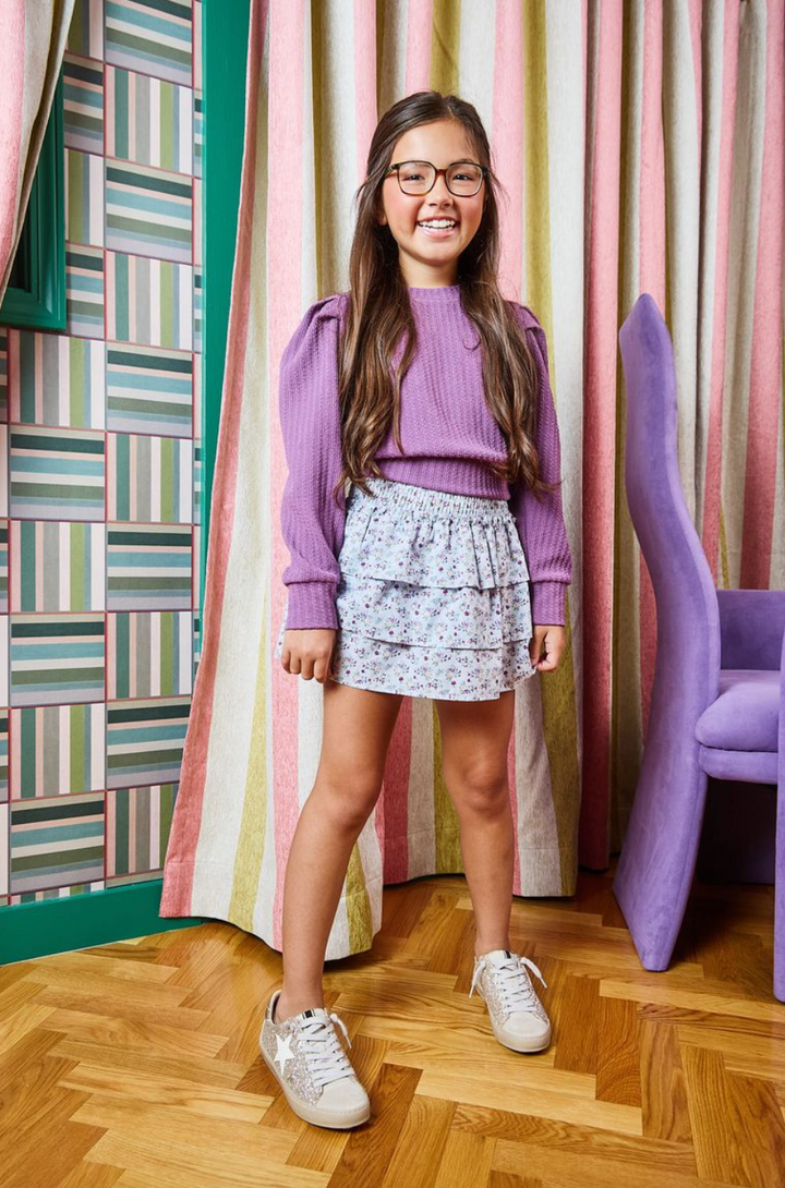 Textured Plum Long-Sleeve Blouse - Pleat
