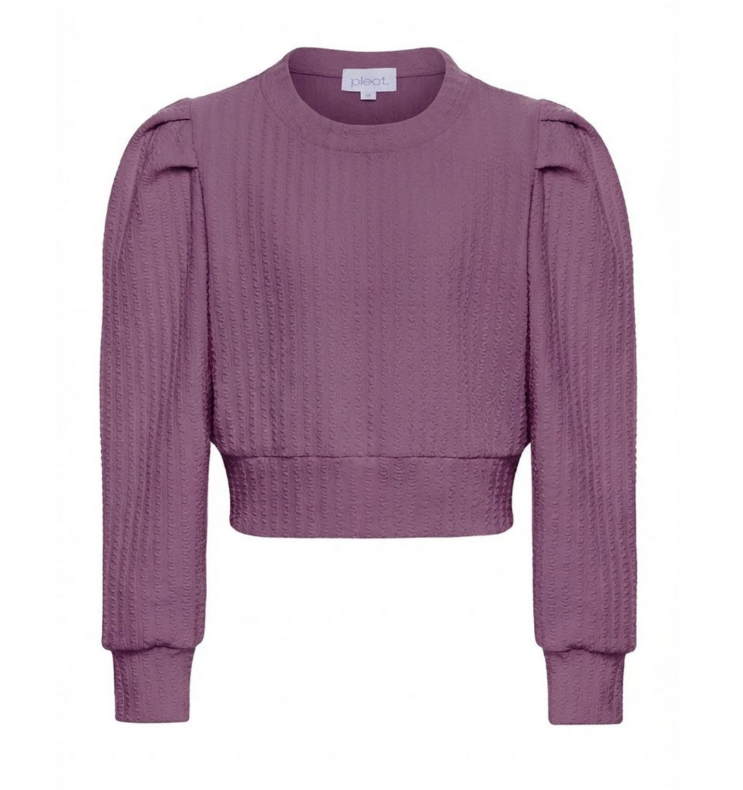 Textured Plum Long-Sleeve Blouse - Pleat
