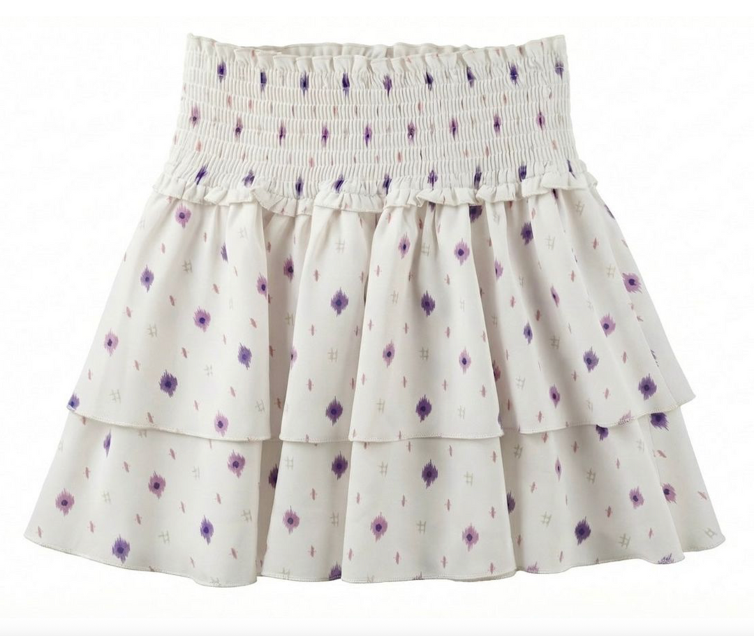 Purple Ikat Twinkle Tiered Skirt - Pleat