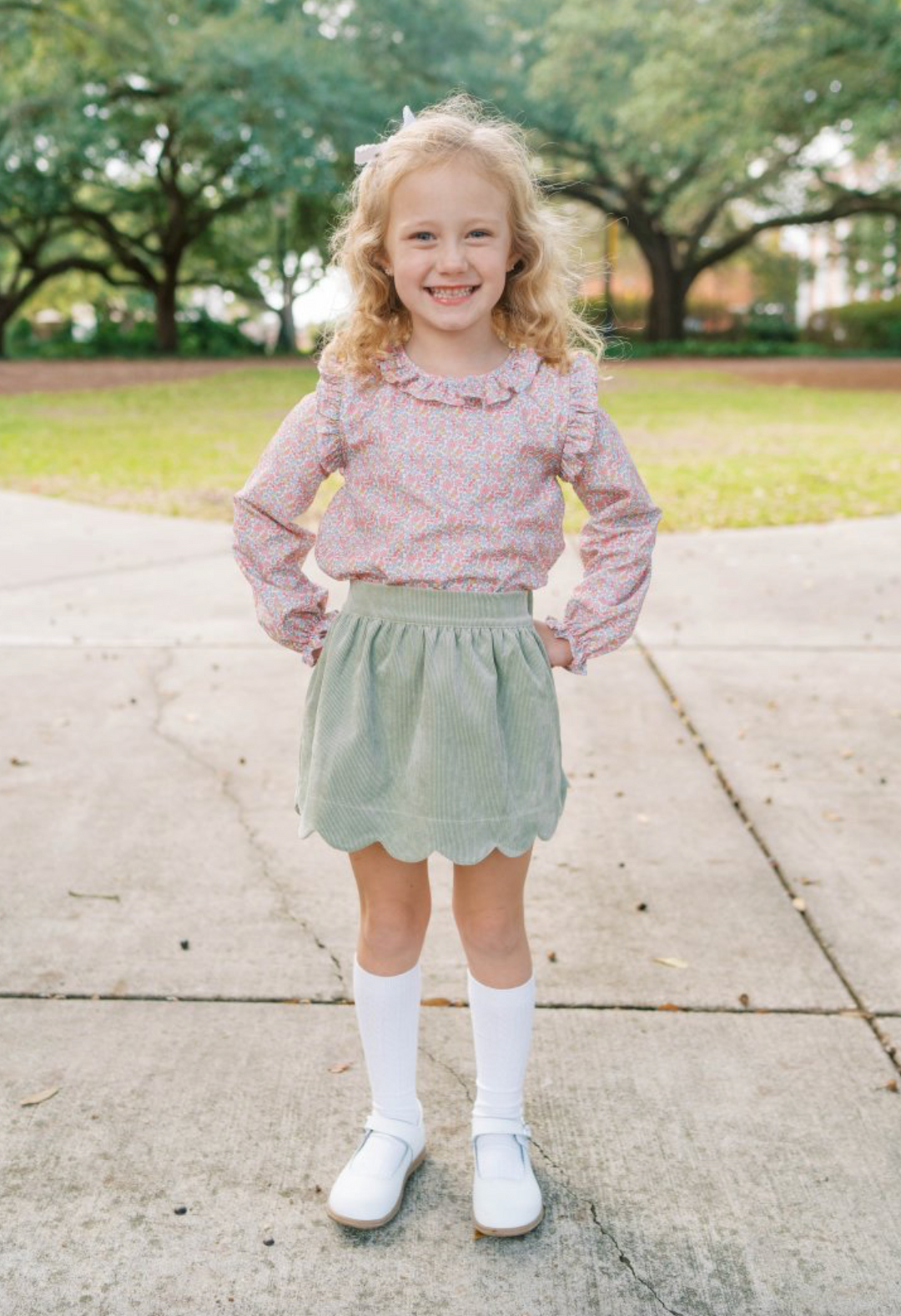 Scallop Skirt Sage Corduroy - Lullaby Set