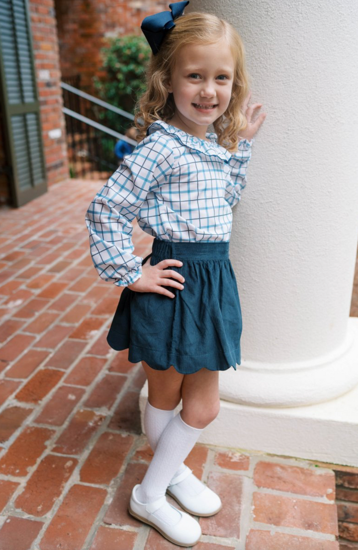 Navy Corduroy Scallop Skirt - Lullaby Set