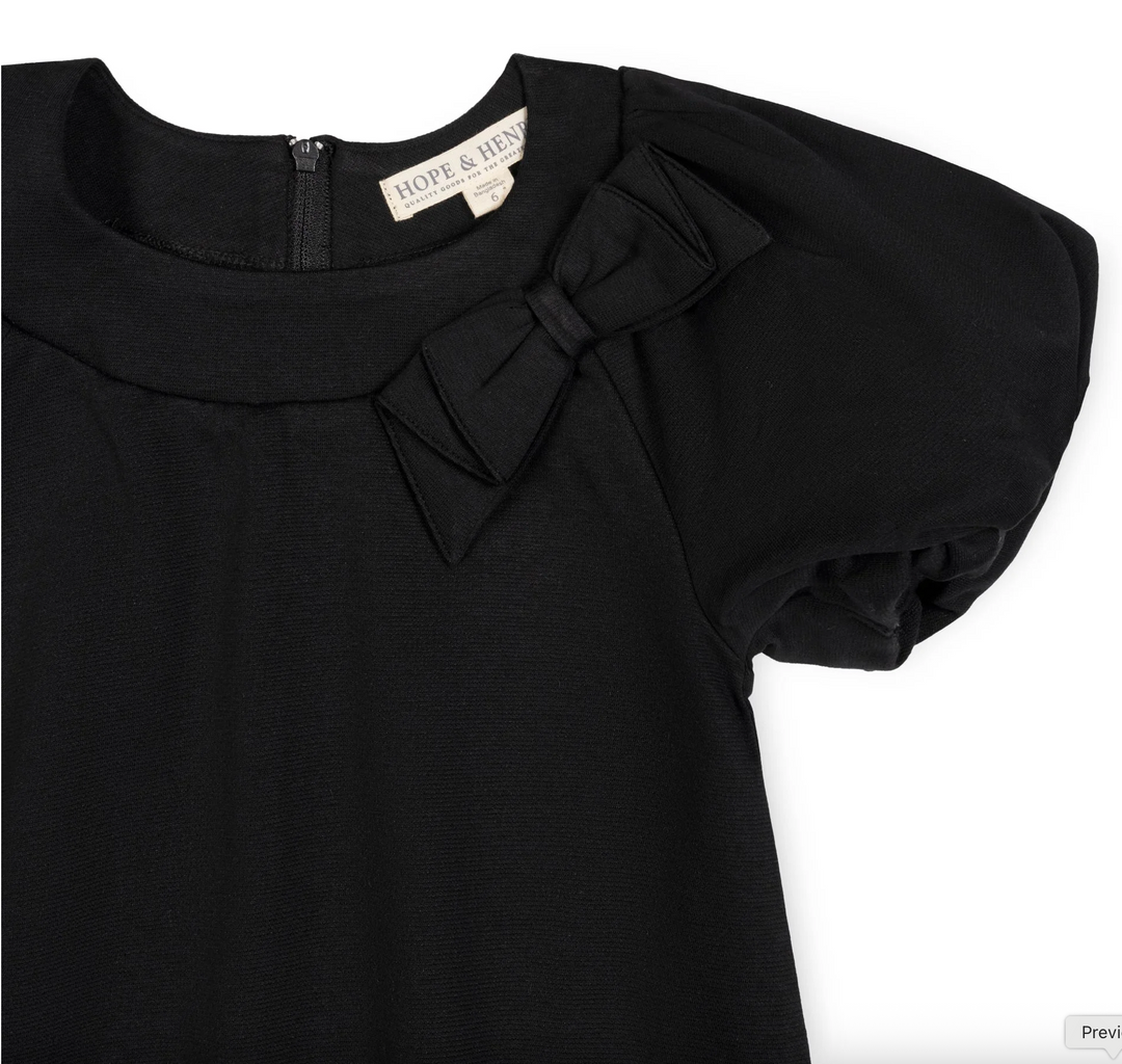 Bubble Sleeve Black Ponte Dress - Hope & Henry