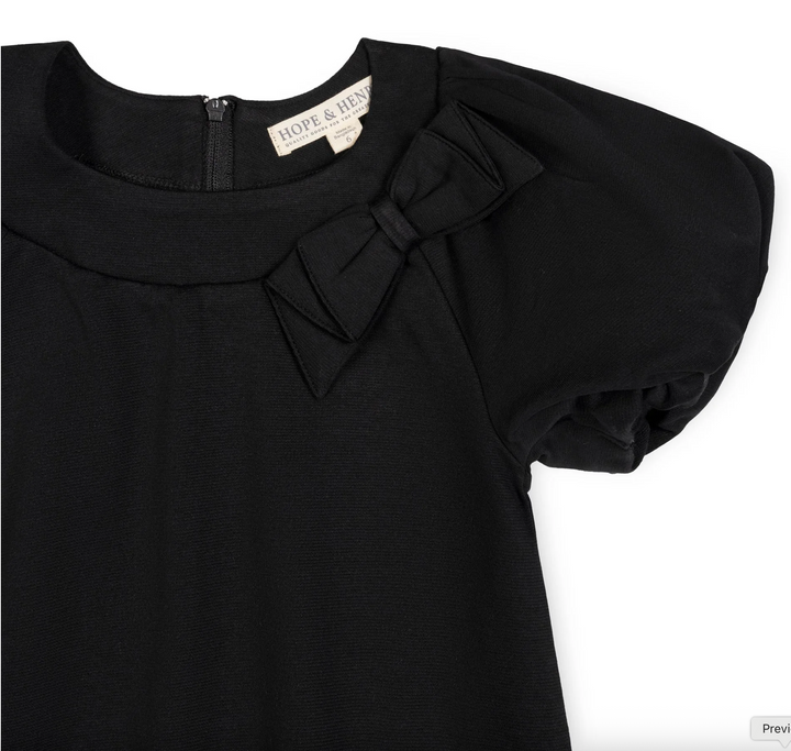 Bubble Sleeve Black Ponte Dress - Hope & Henry