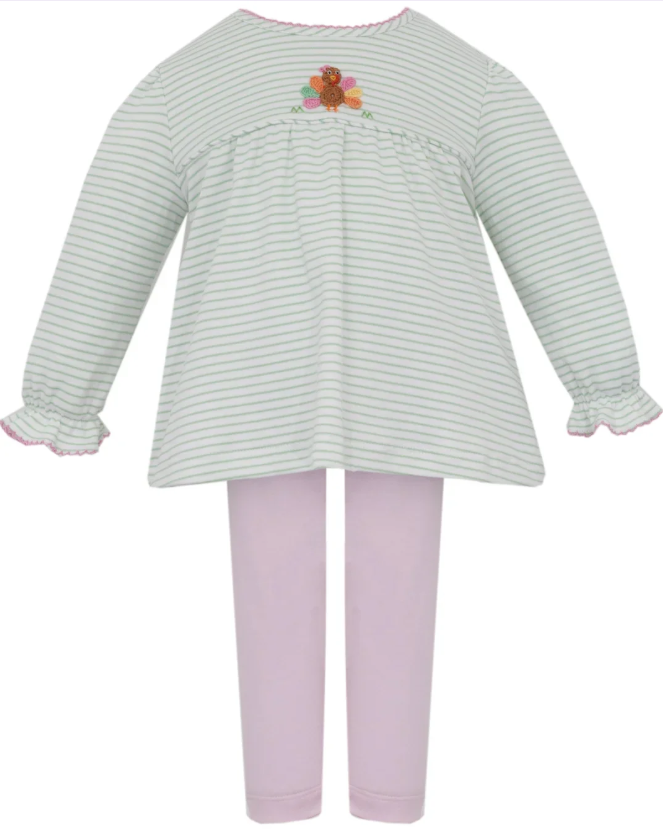 Green Stripe Knit Turkey Legging Set - Petit Bébé