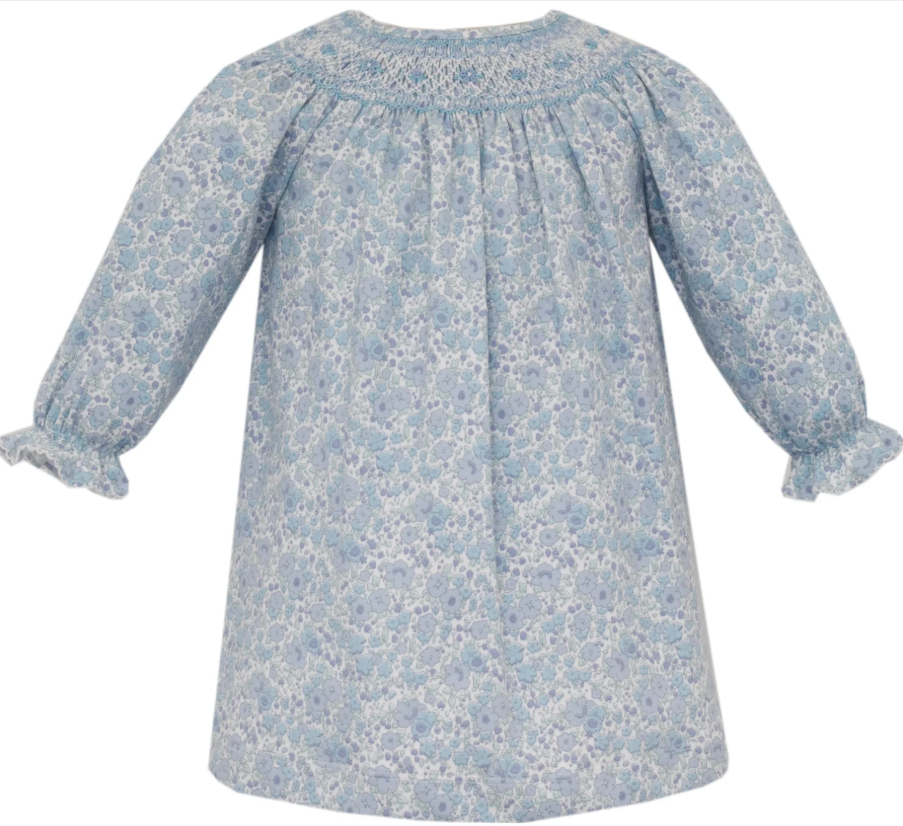 Smocked Blue Knit Dress - Petit Bébé